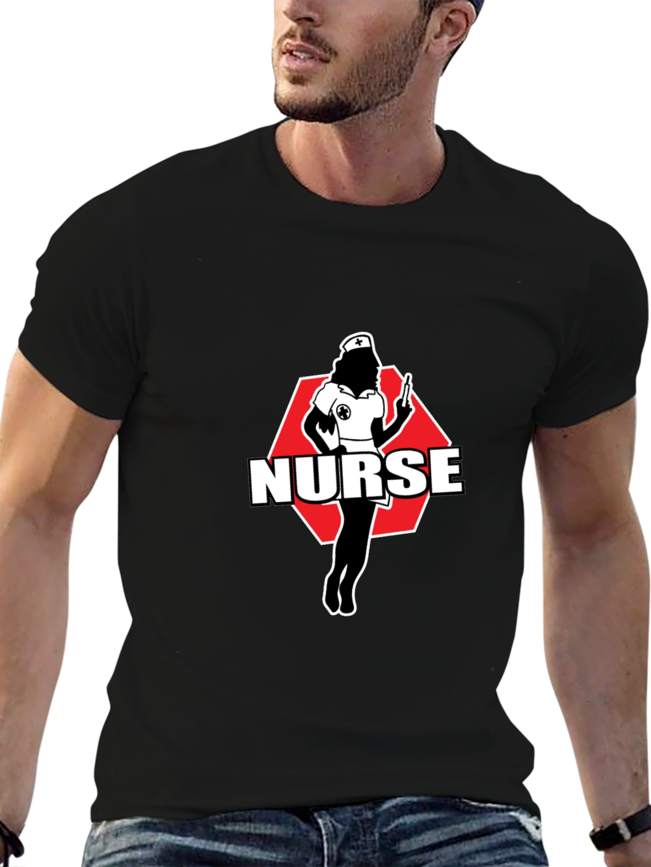 Nurse Graphic Tee - Black Cotton T-Shirt