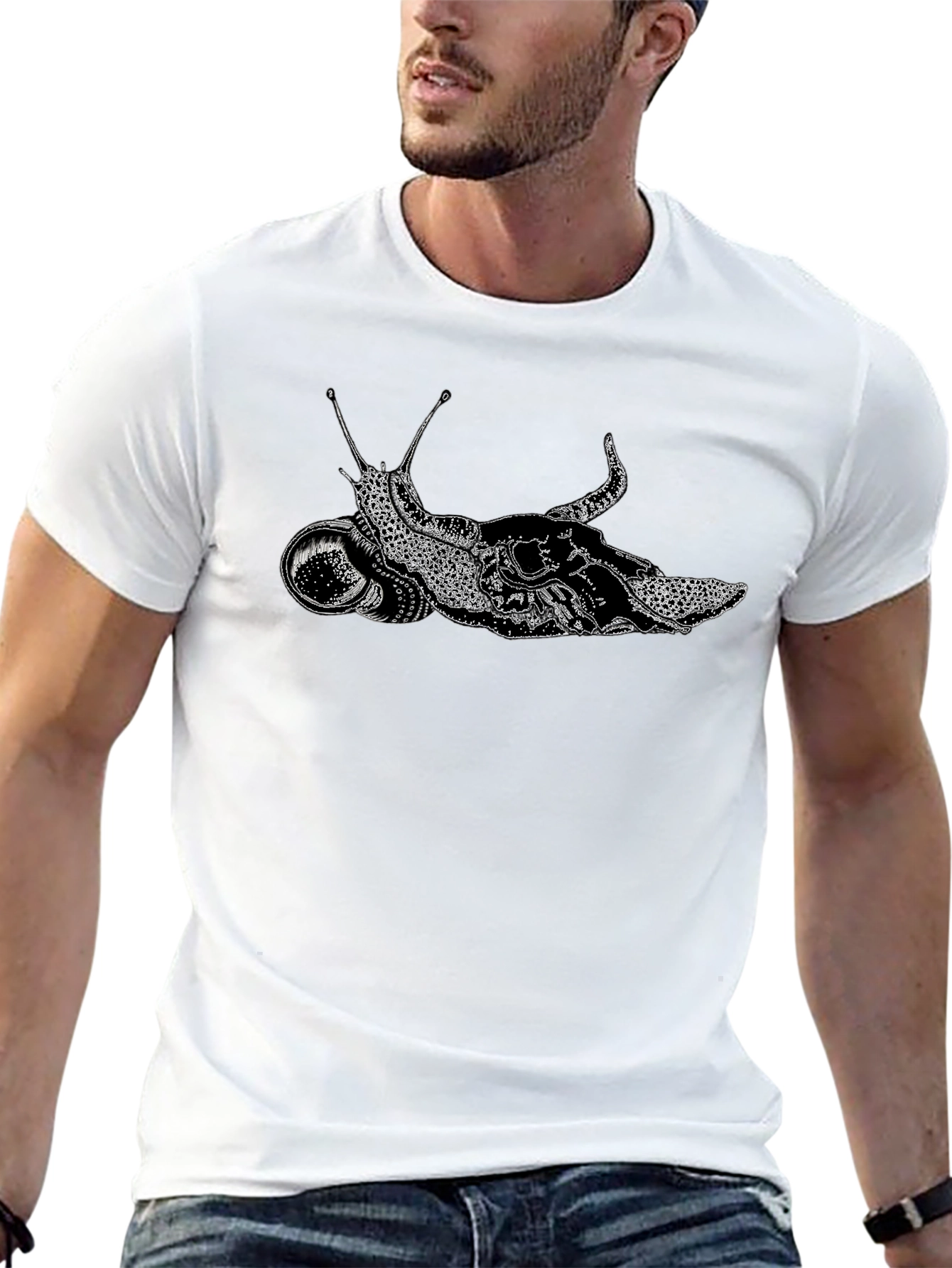 Snail Astronaut Black T-Shirt Unique Graphic Tee
