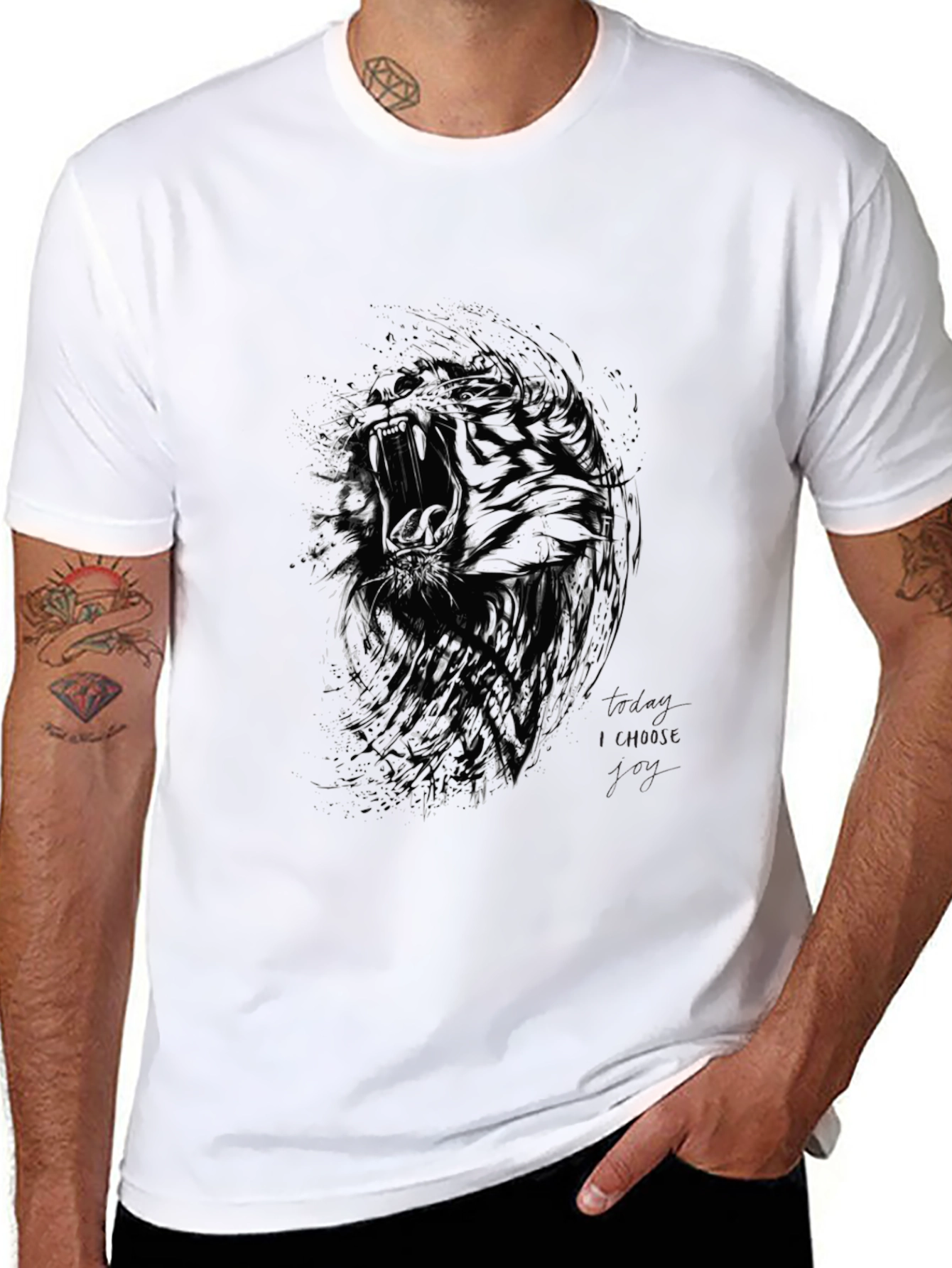 Abstract Graphic Tee - Today I Choose Joy Black Cotton