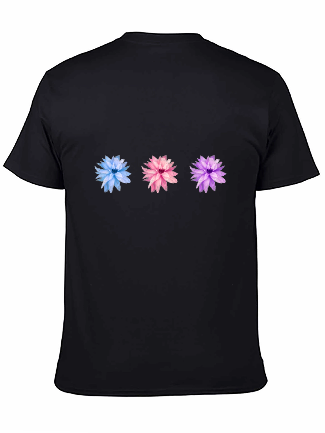Floral Trio Black Tee - Stylish Casual Wear