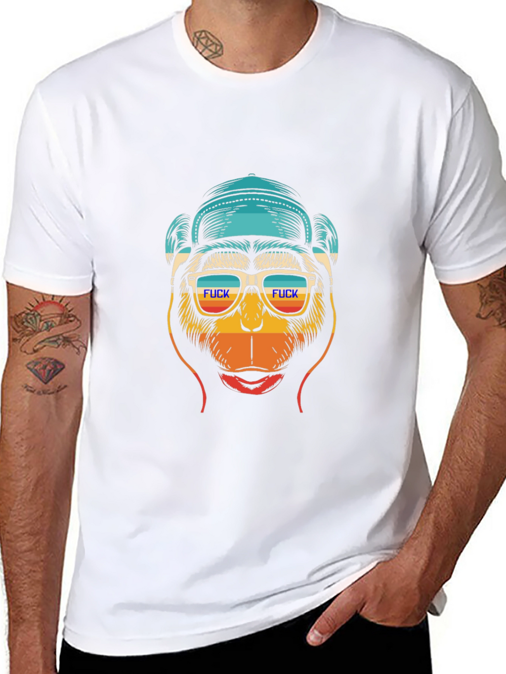 Funny Monkey Graphic Tee - Cool Retro Design
