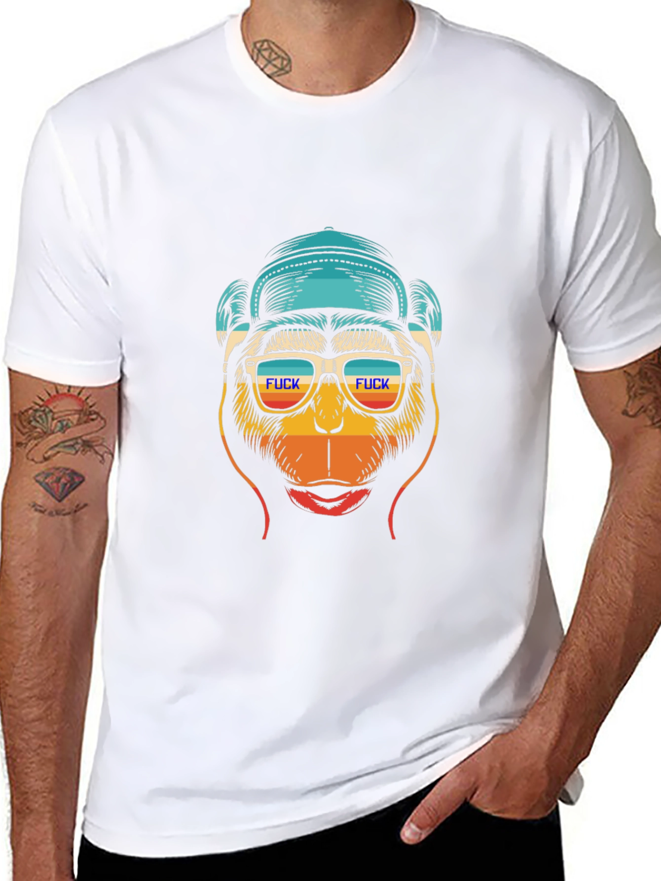 Funny Monkey Graphic Tee - Cool Retro Design