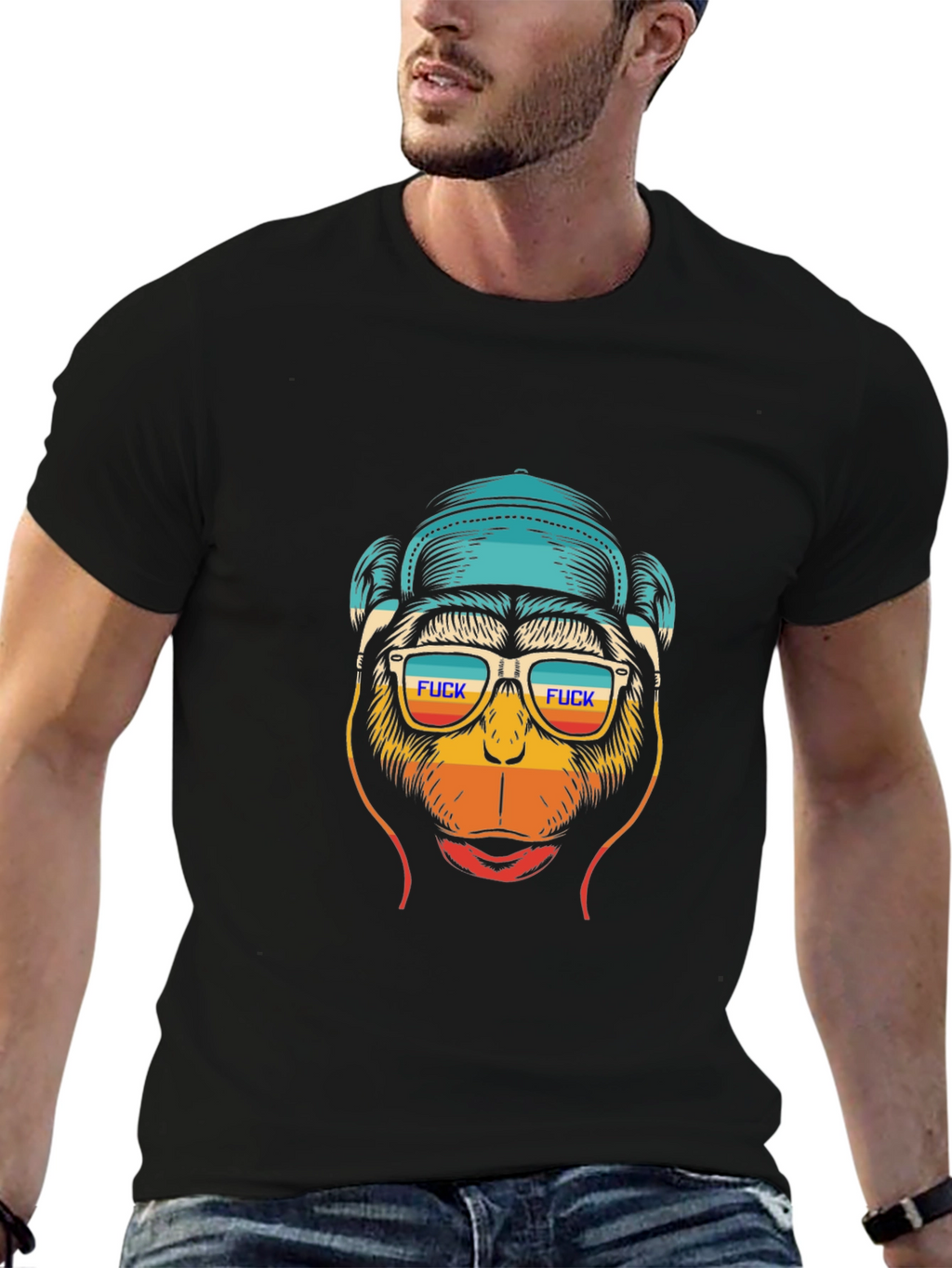 Funny Monkey Graphic Tee - Cool Retro Design