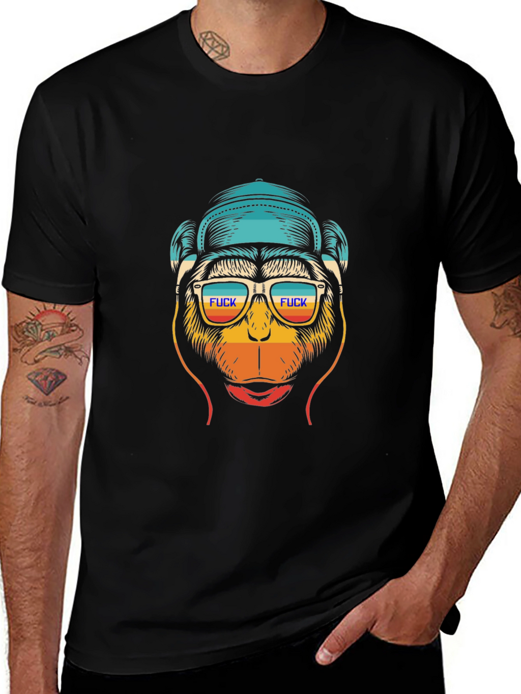 Funny Monkey Graphic Tee - Cool Retro Design