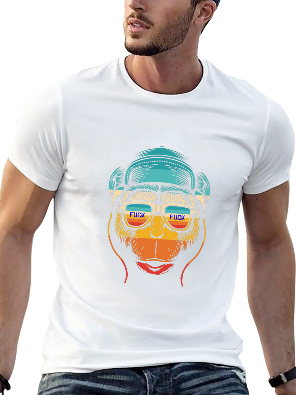 Funny Monkey Graphic Tee - Cool Retro Design