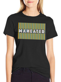 Maneater Striped Graphic Black T-Shirt