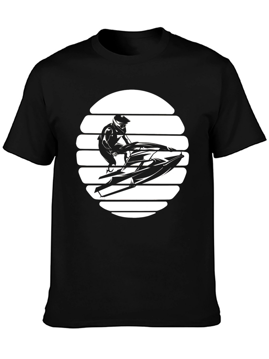 Jet Ski Sunset Graphic T-Shirt - Black