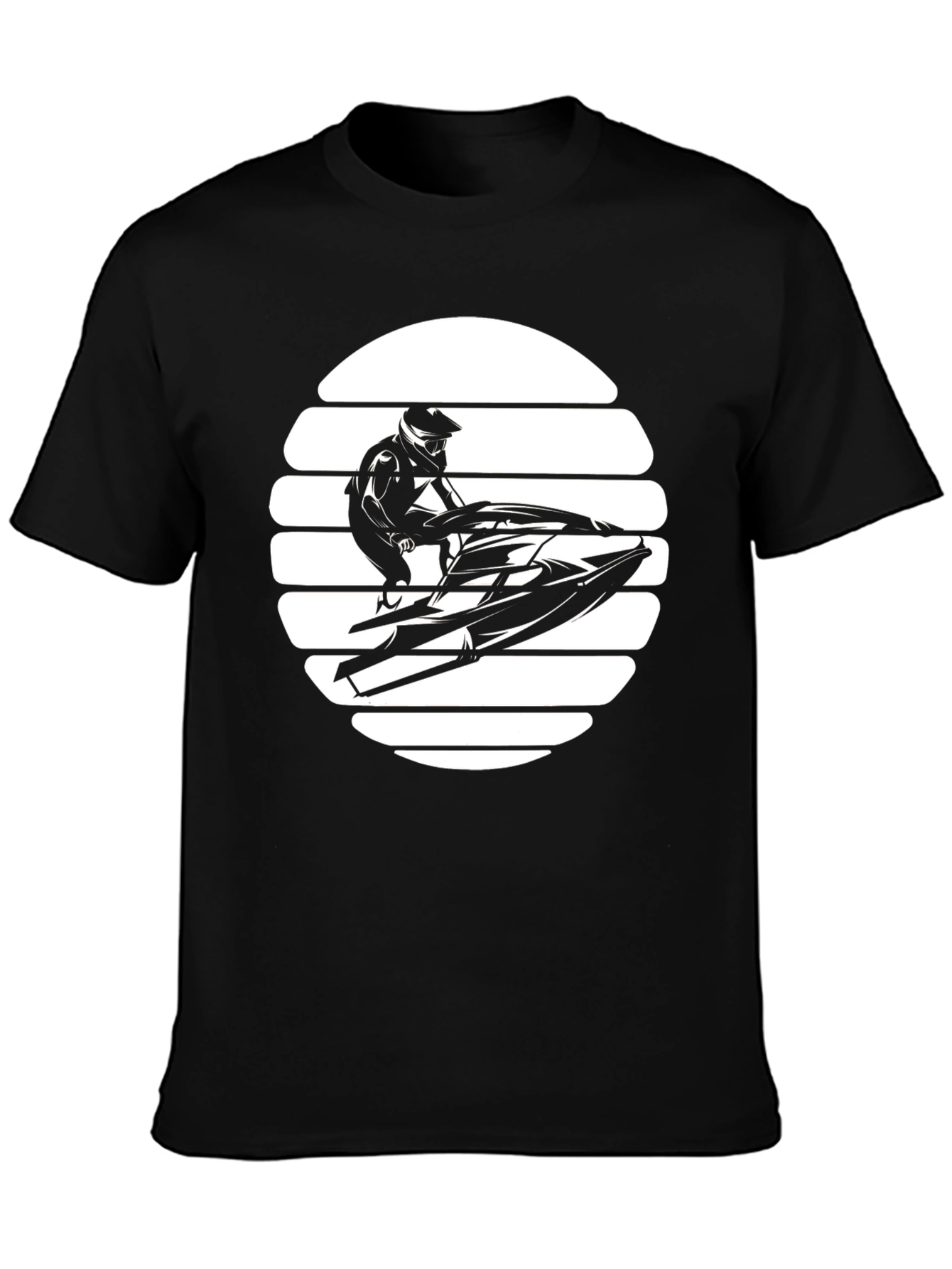 Jet Ski Sunset Graphic T-Shirt - Black