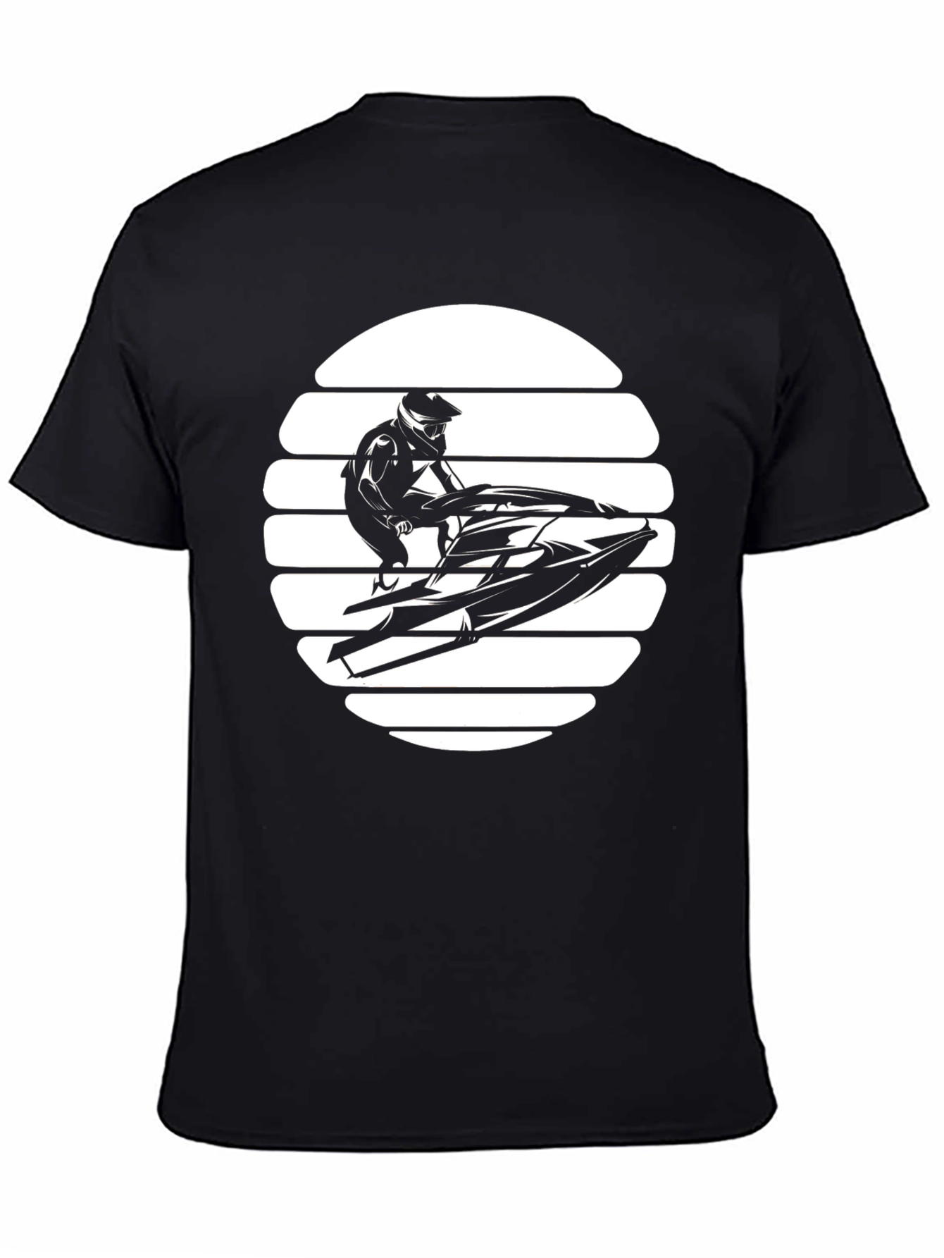 Jet Ski Sunset Graphic T-Shirt - Black