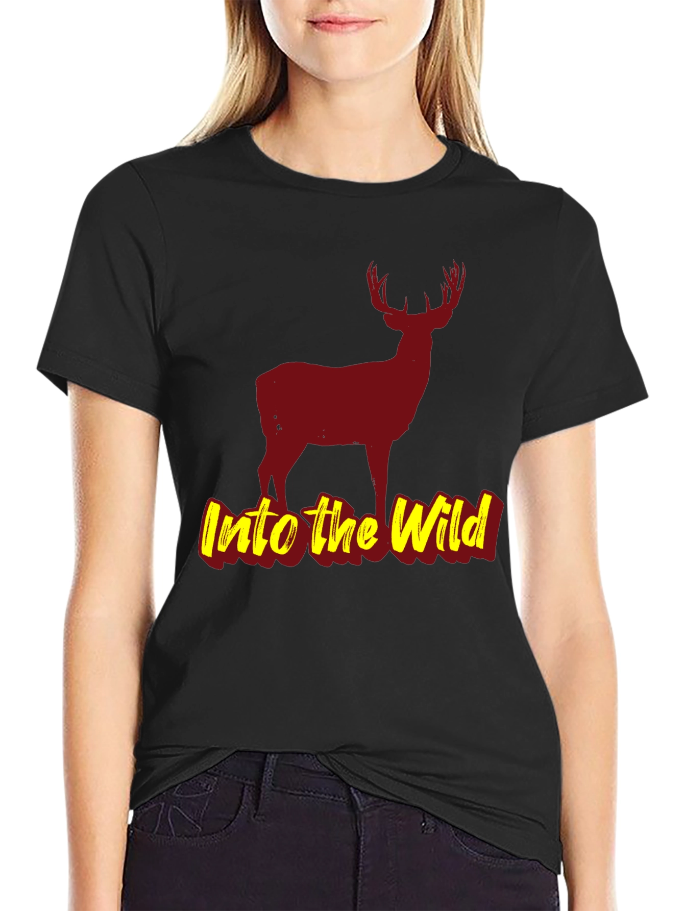 Into the Wild Black Deer Graphic T-Shirt