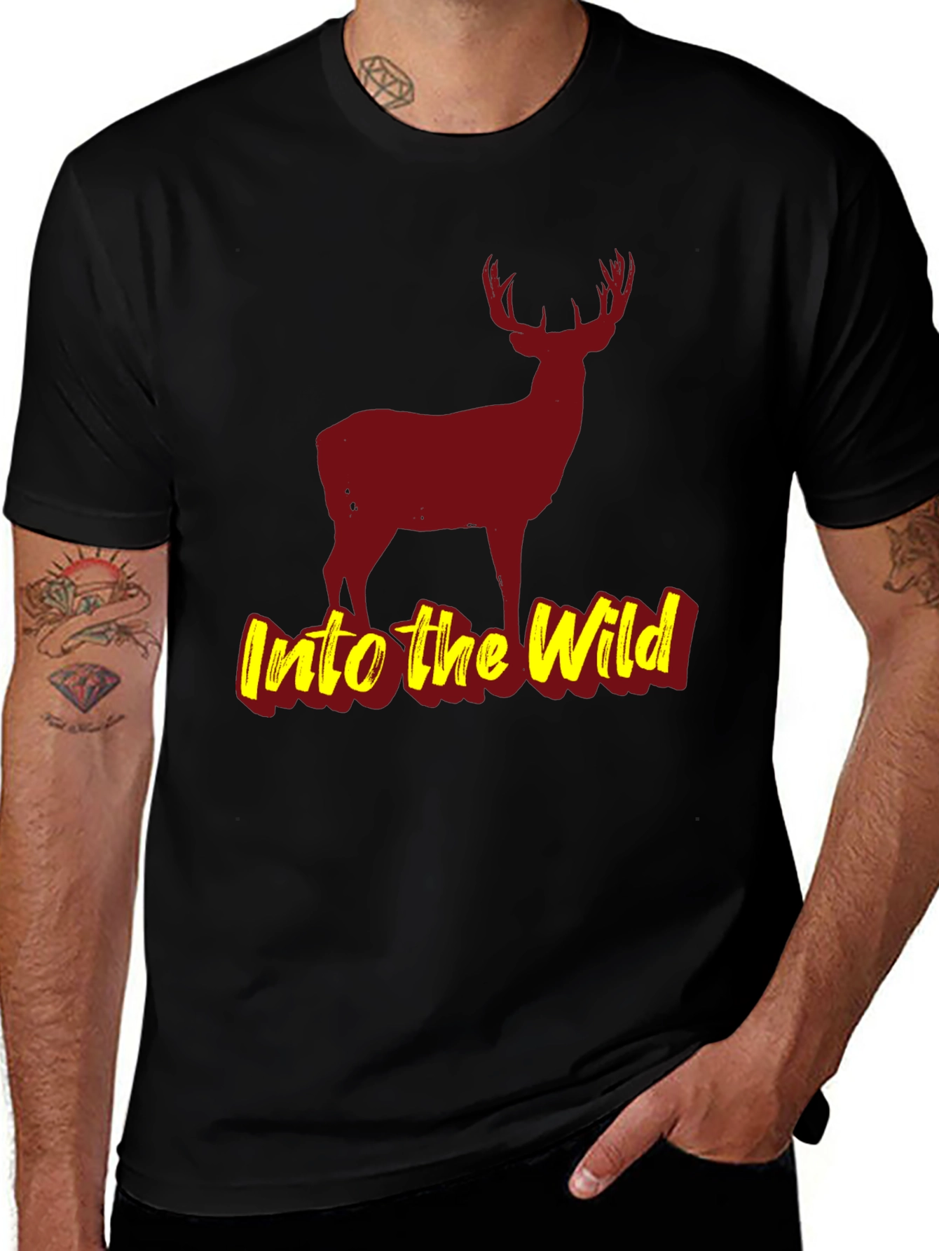 Into the Wild Black Deer Graphic T-Shirt
