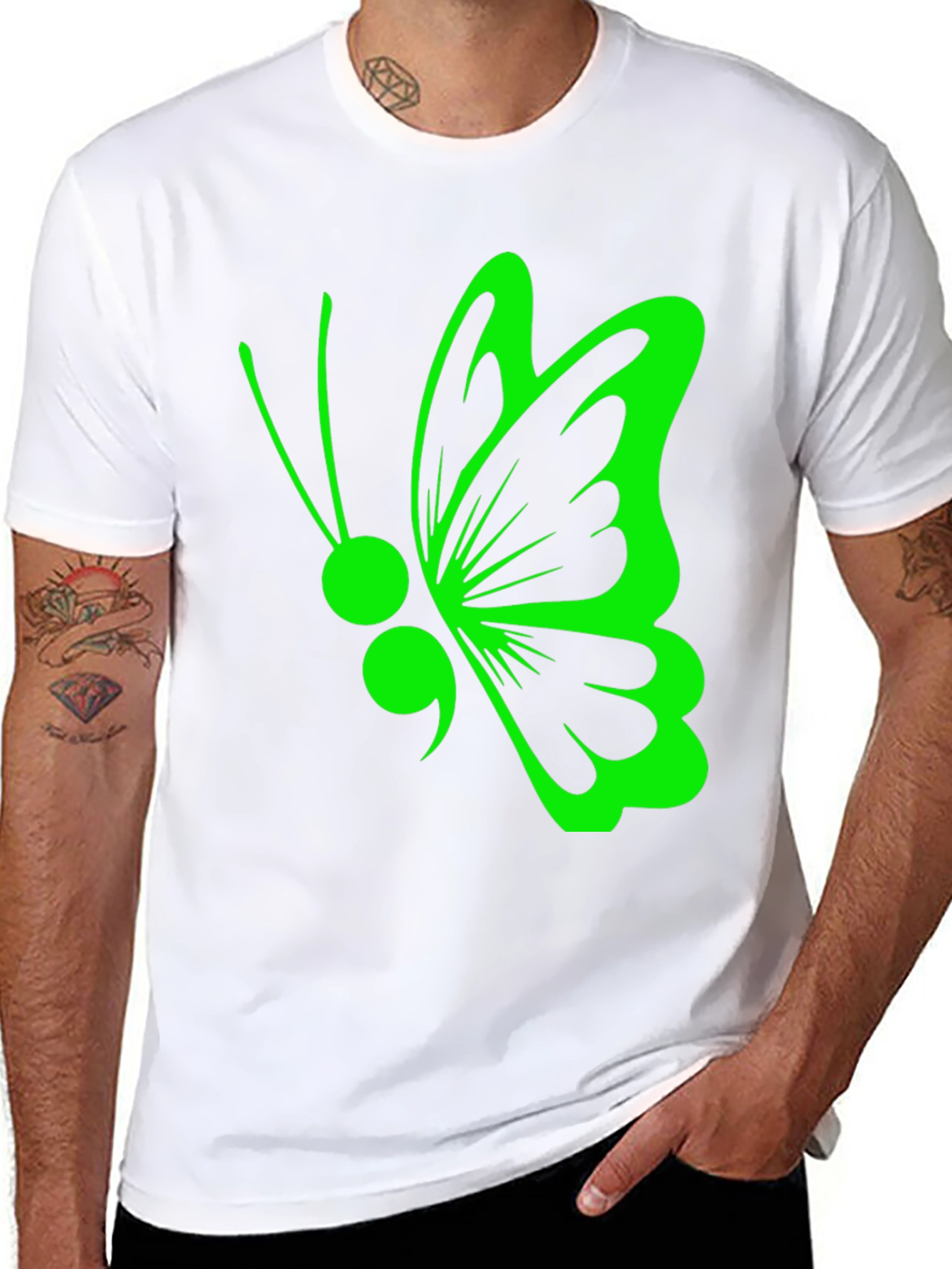 Semicolon Butterfly Black T-Shirt