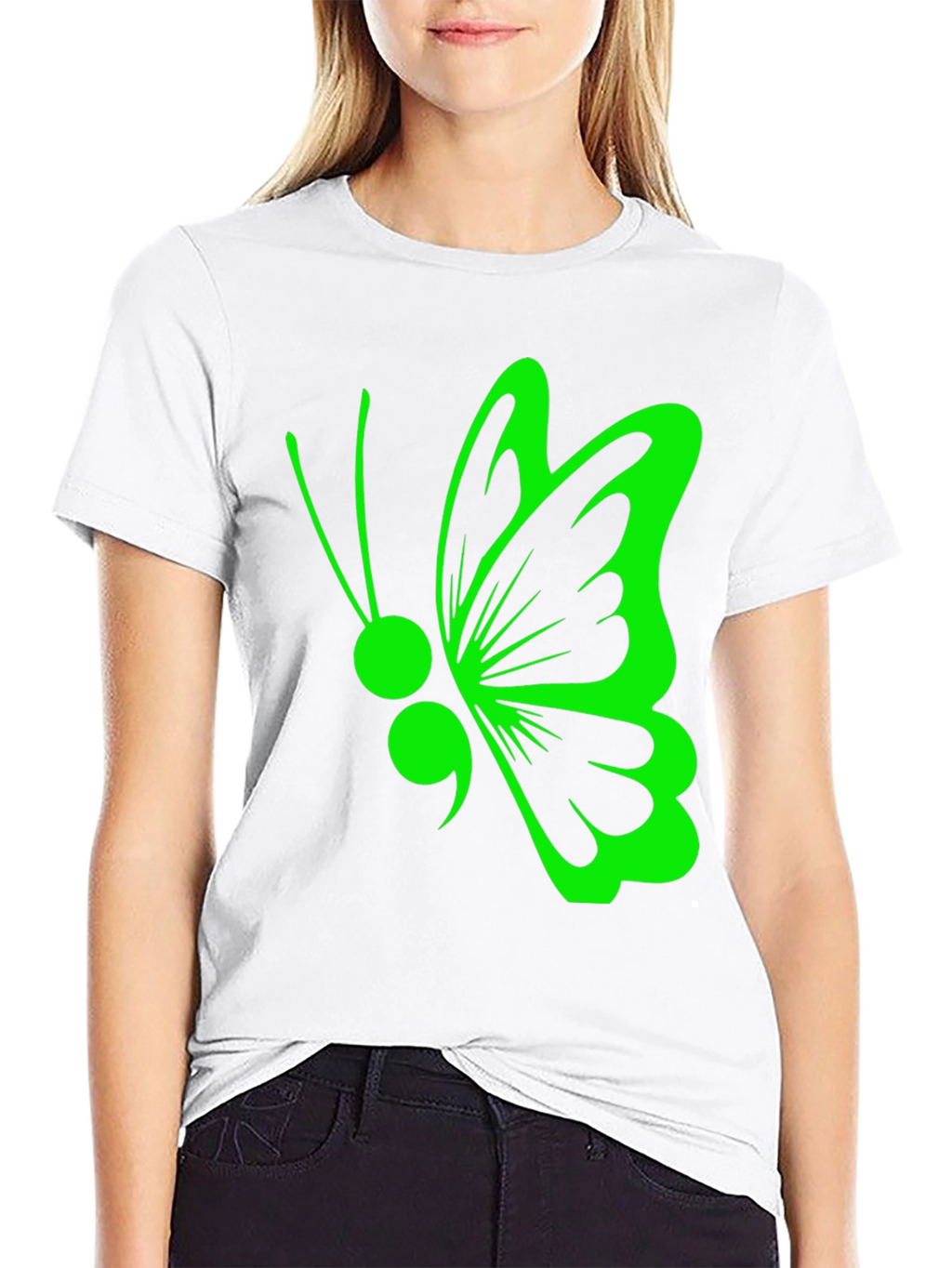 Semicolon Butterfly Black T-Shirt