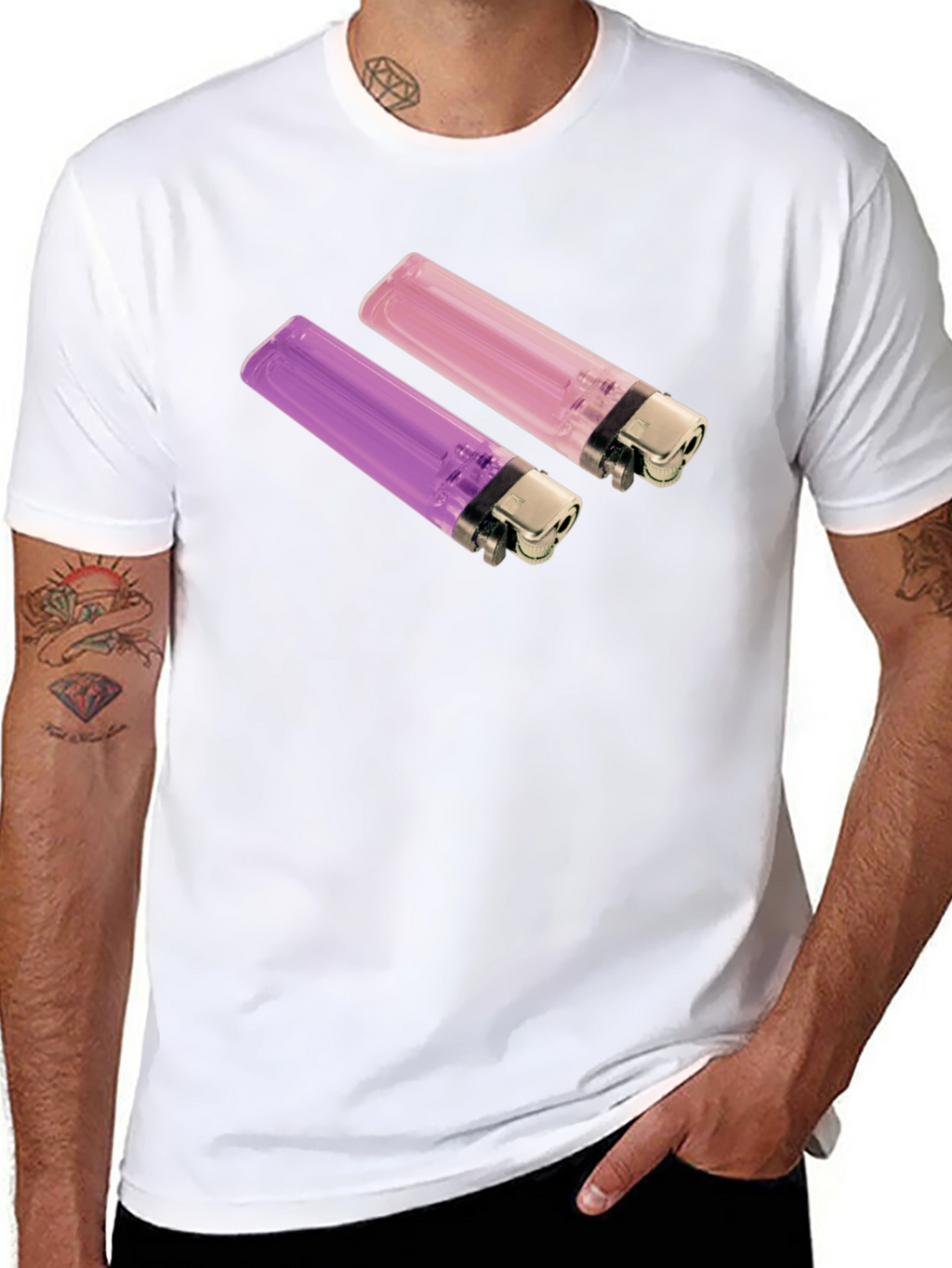 Novelty Lighter Graphic Tee - Black Cotton Blend