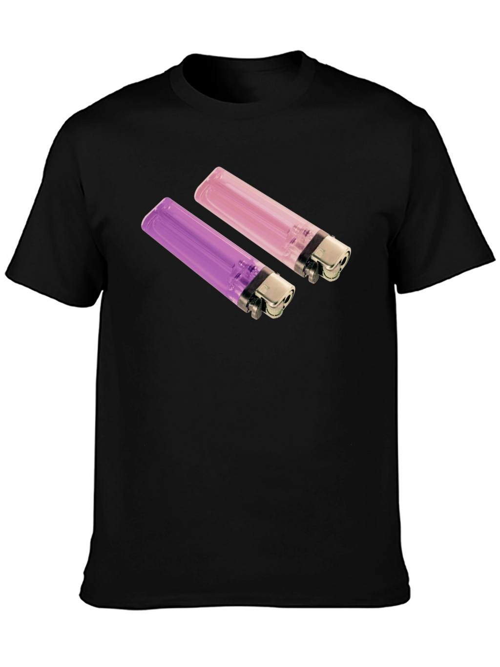 Novelty Lighter Graphic Tee - Black Cotton Blend