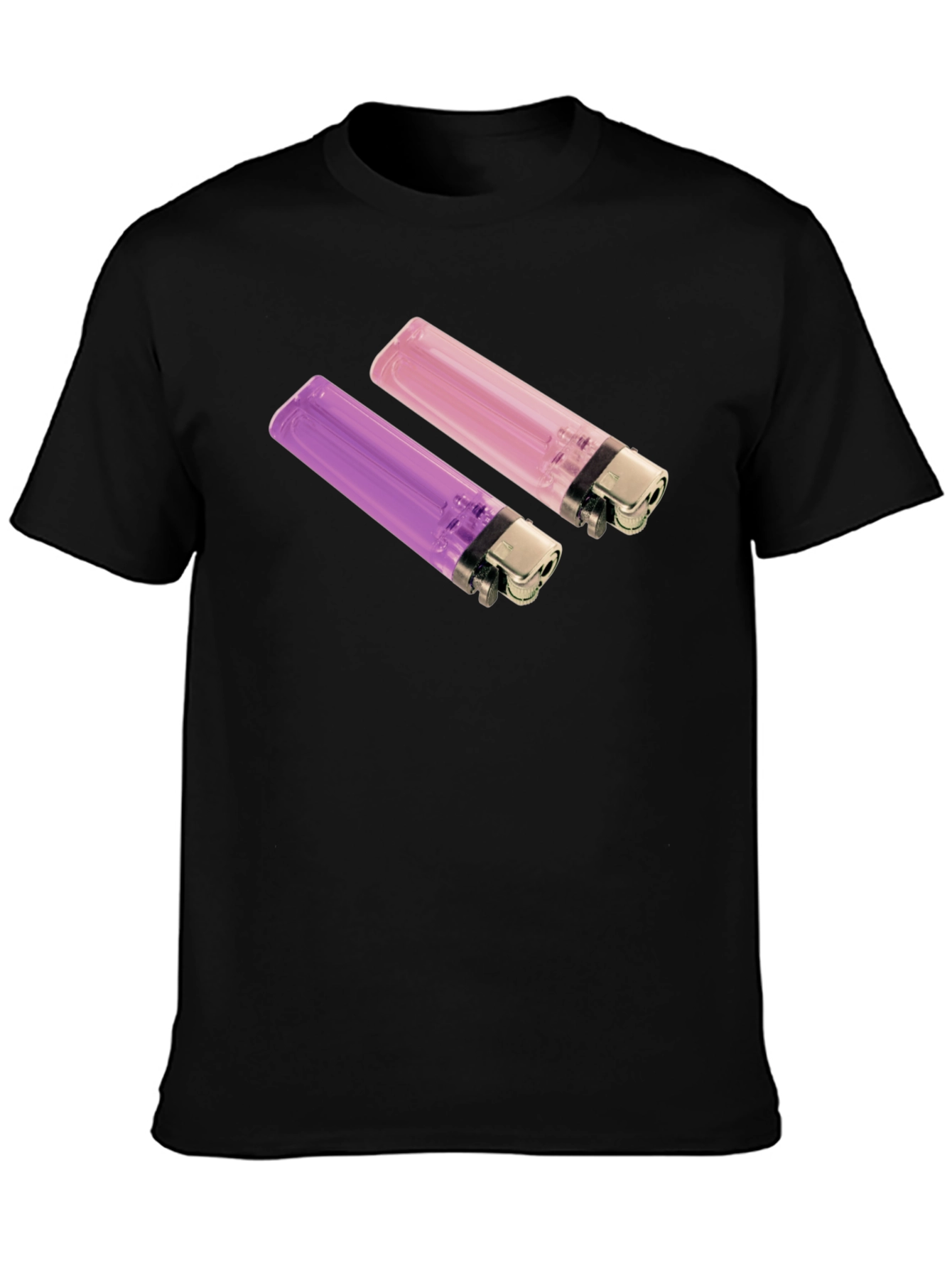 Novelty Lighter Graphic Tee - Black Cotton Blend