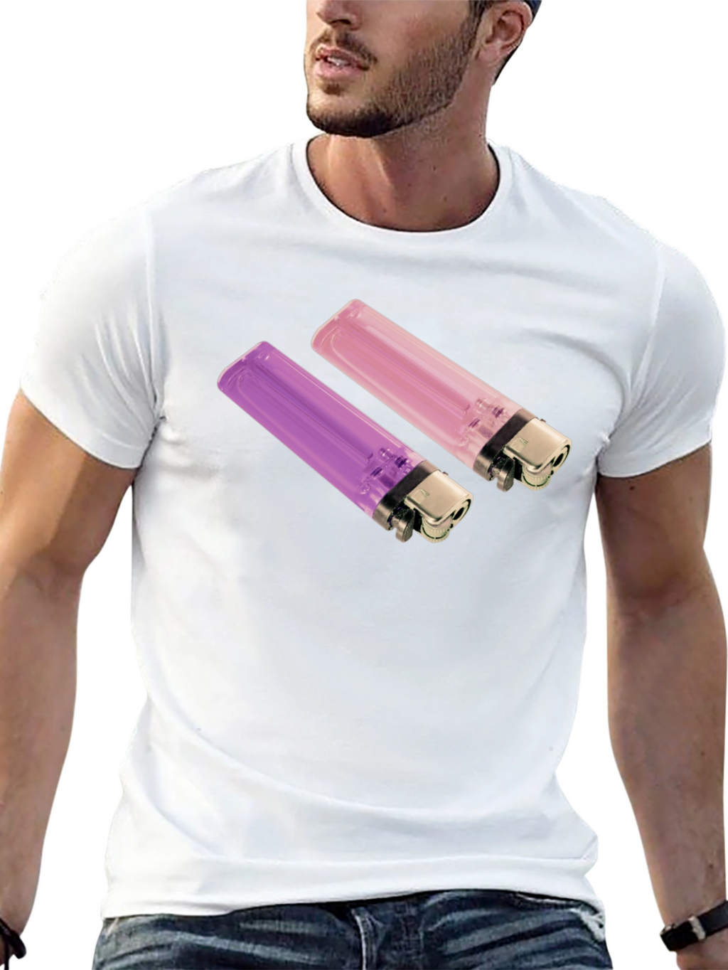 Novelty Lighter Graphic Tee - Black Cotton Blend