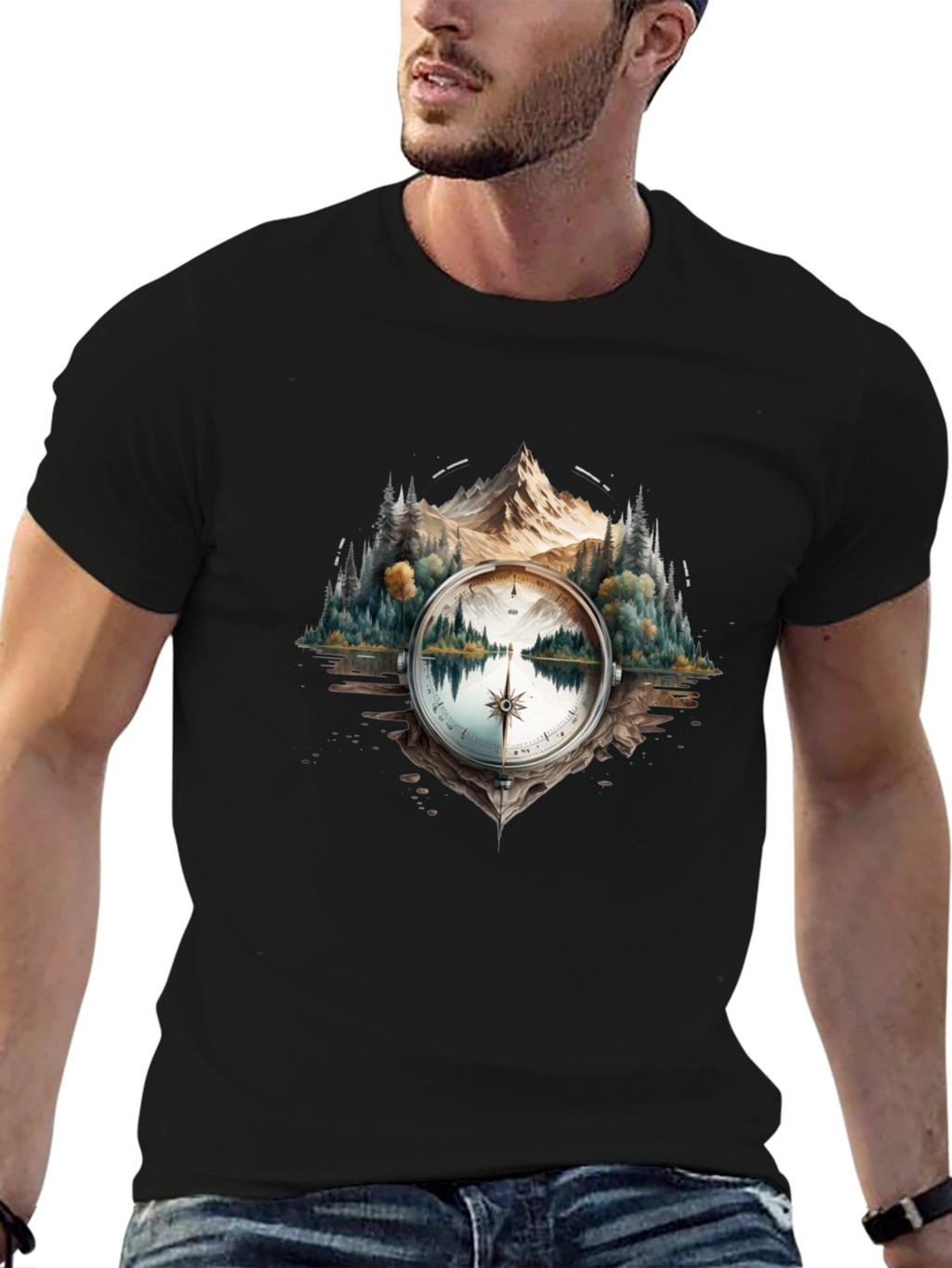 Compass Mountain T-Shirt - Nature Inspired