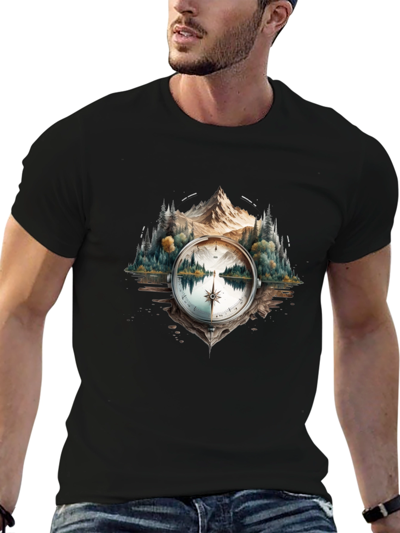 Compass Mountain T-Shirt - Nature Inspired