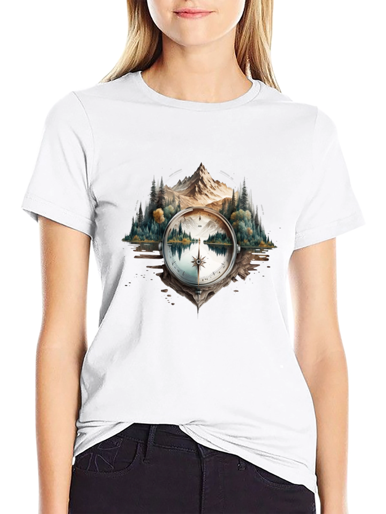 Compass Mountain T-Shirt - Nature Inspired
