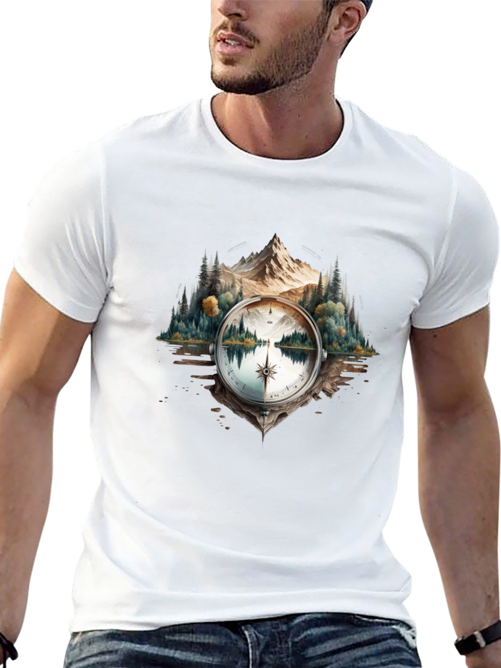 Compass Mountain T-Shirt - Nature Inspired
