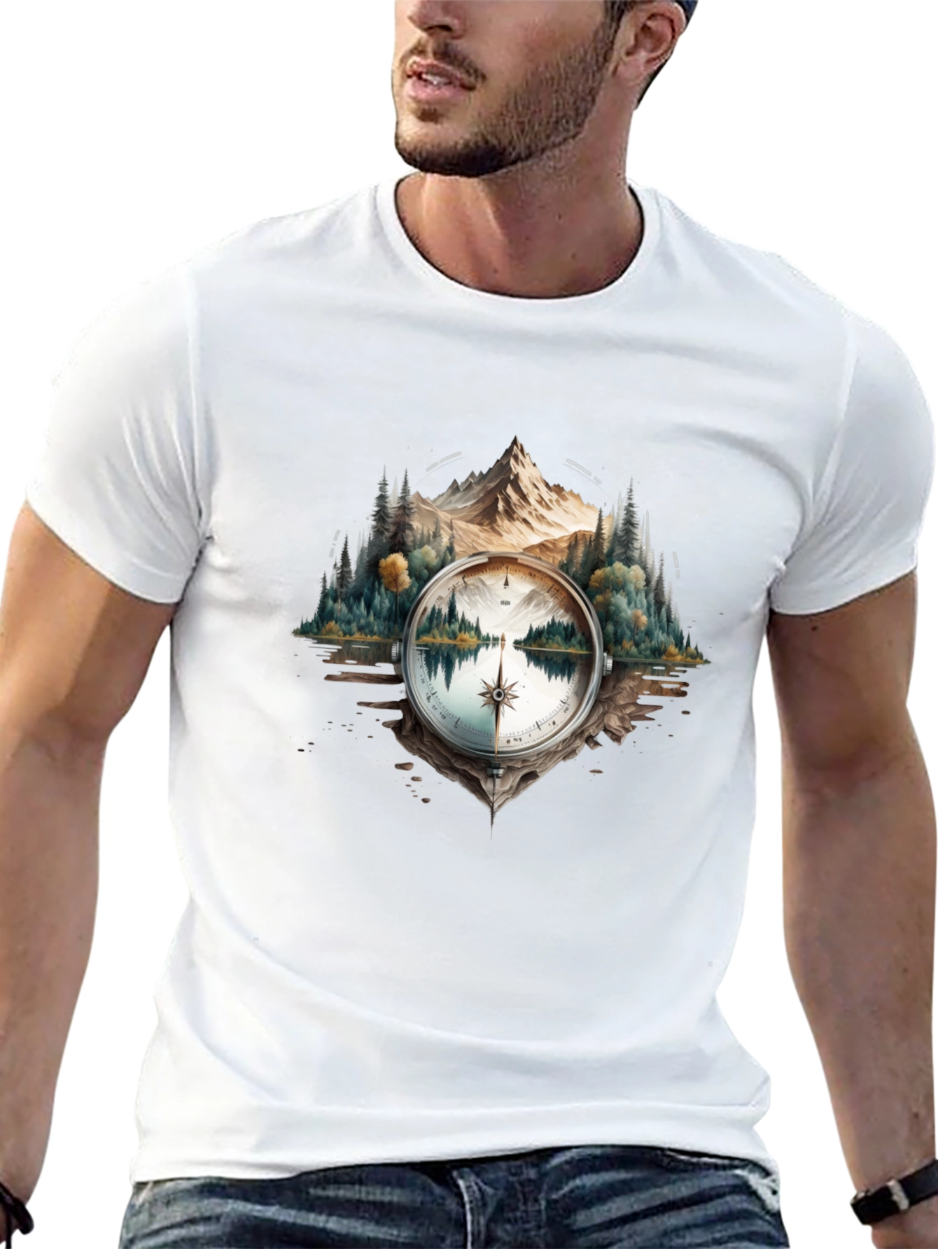 Compass Mountain T-Shirt - Nature Inspired
