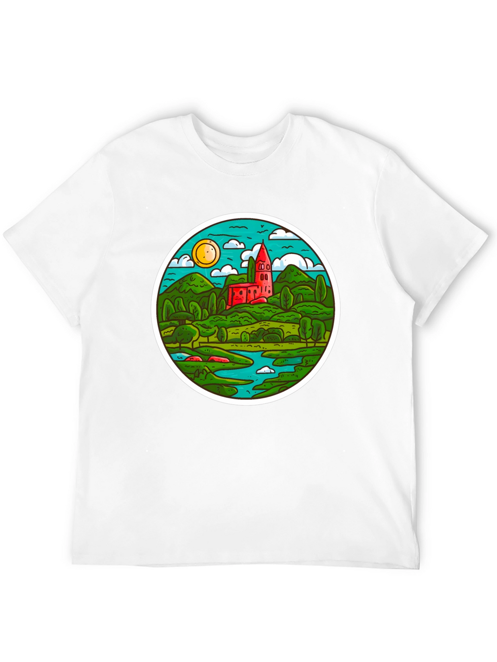 Scenic Landscape T-Shirt - Round Design