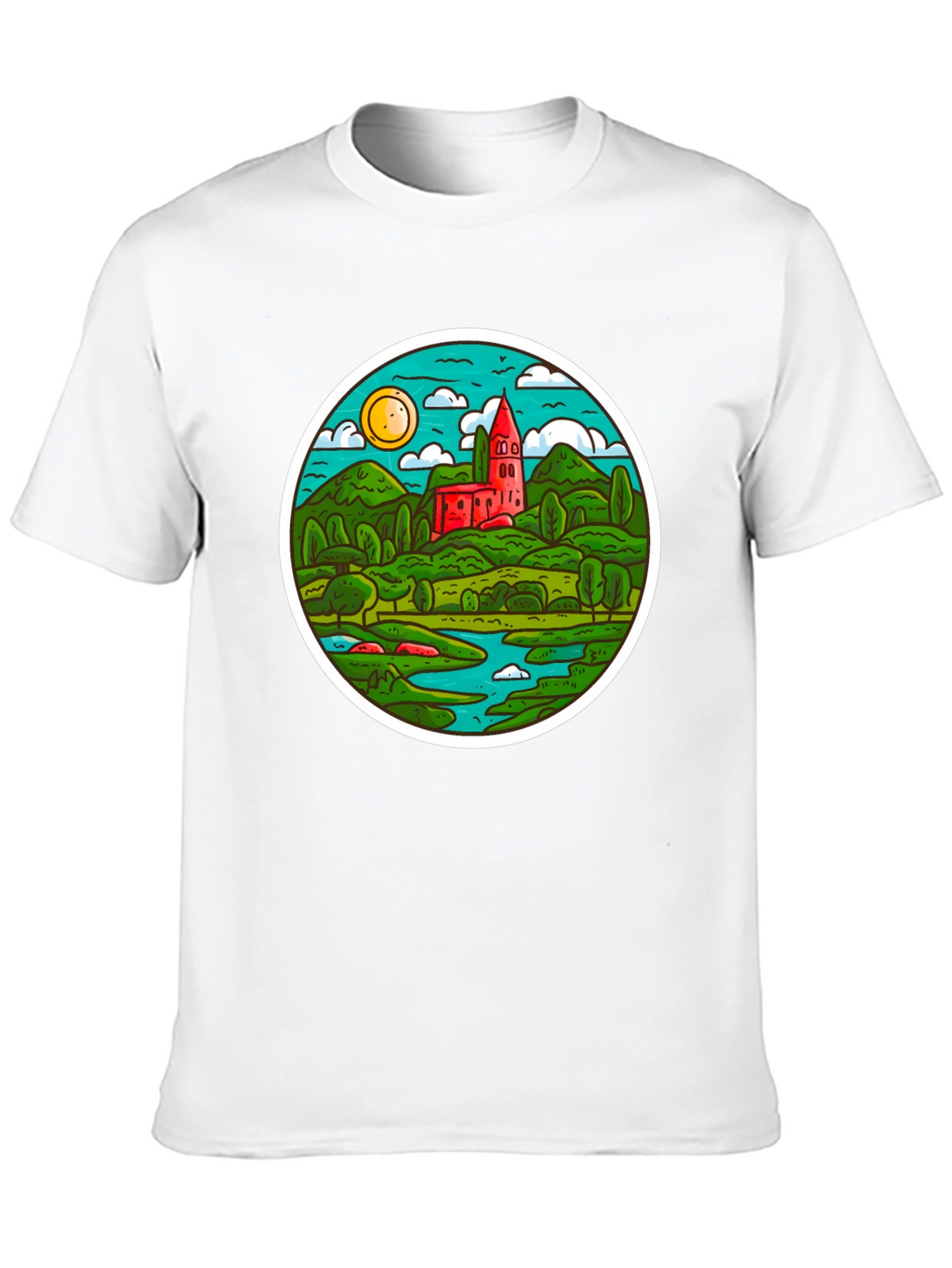 Scenic Landscape T-Shirt - Round Design