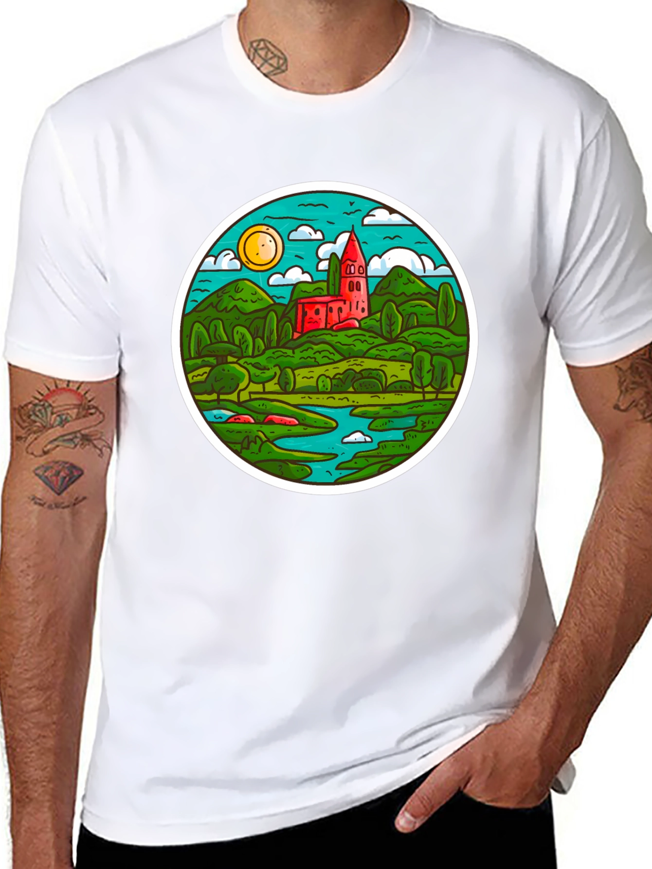 Scenic Landscape T-Shirt - Round Design