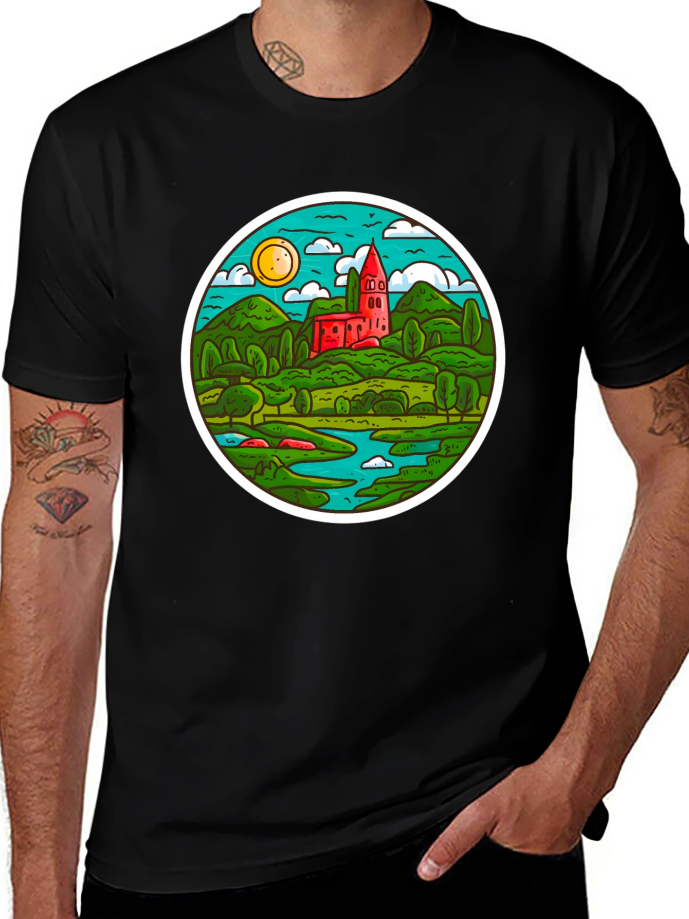 Scenic Landscape T-Shirt - Round Design