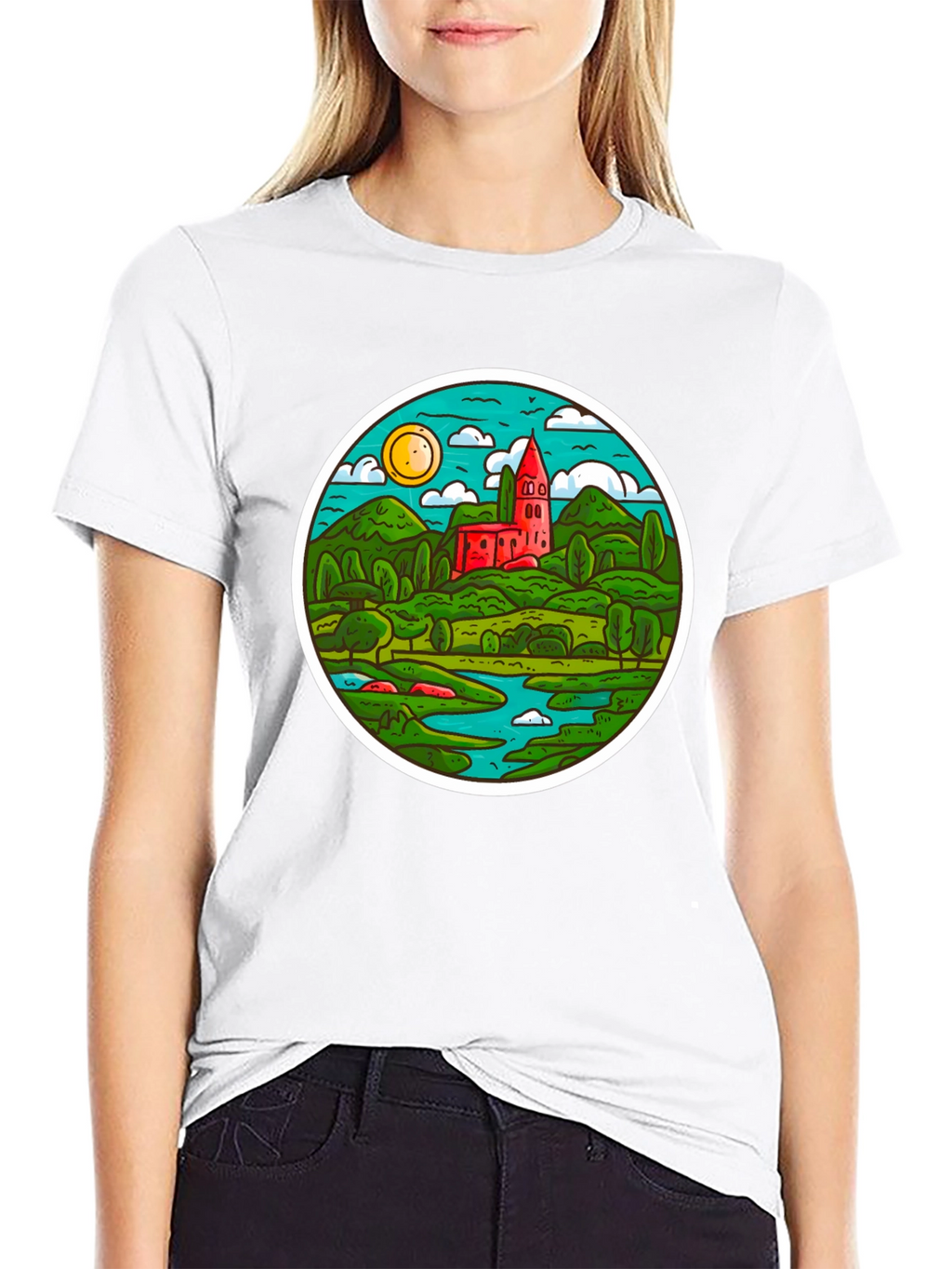 Scenic Landscape T-Shirt - Round Design