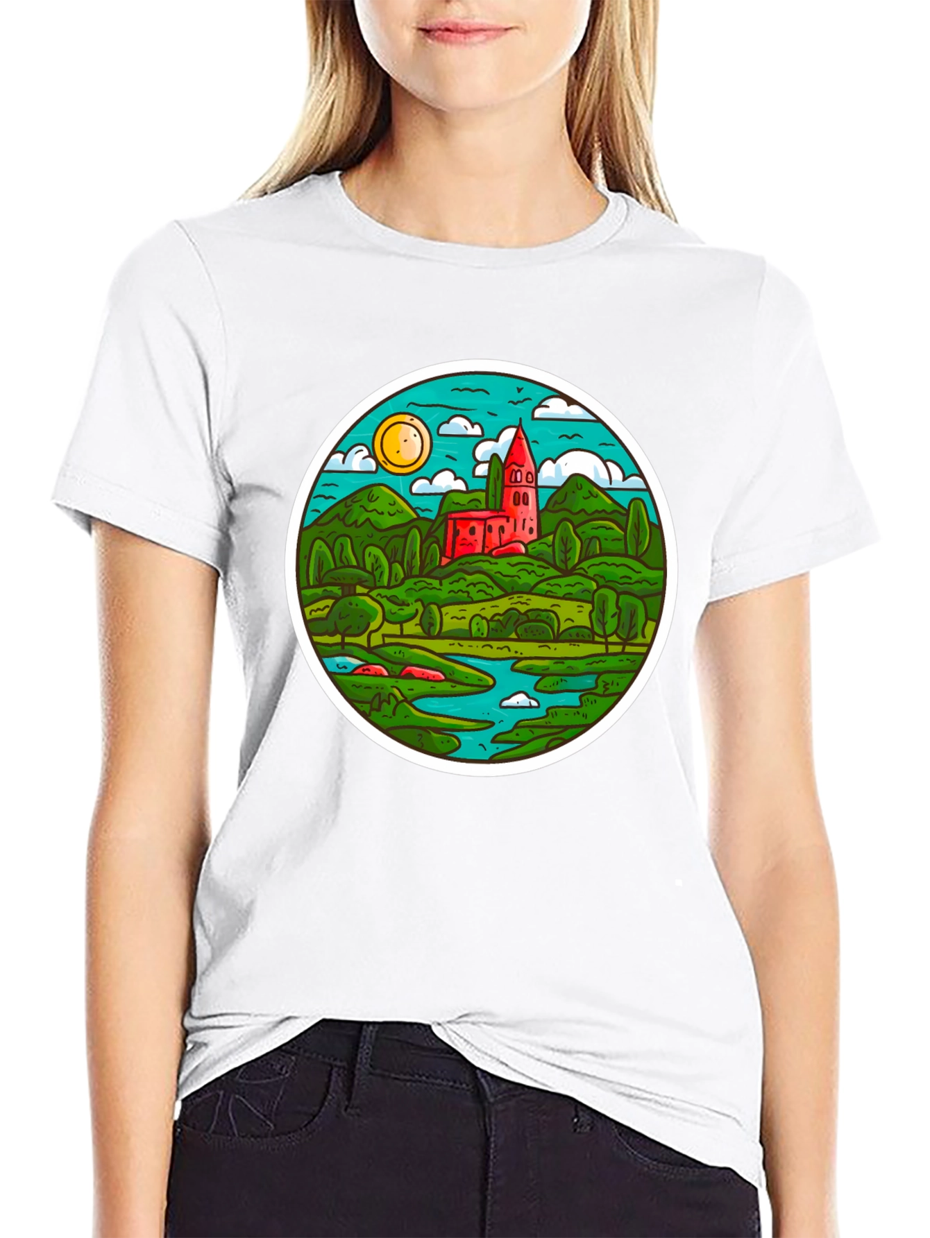 Scenic Landscape T-Shirt - Round Design