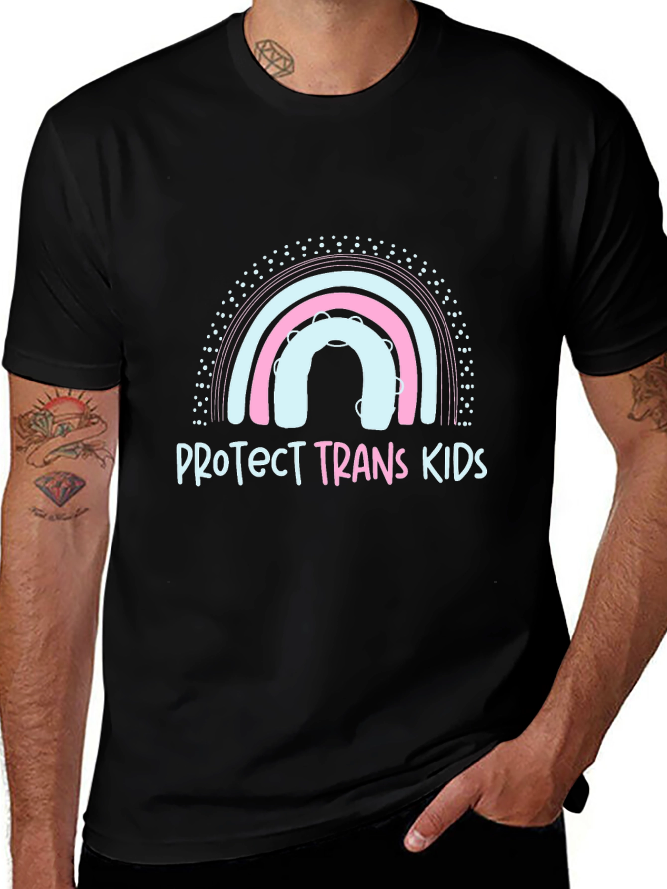 Protect Trans Kids Graphic Tee - Rainbow Design