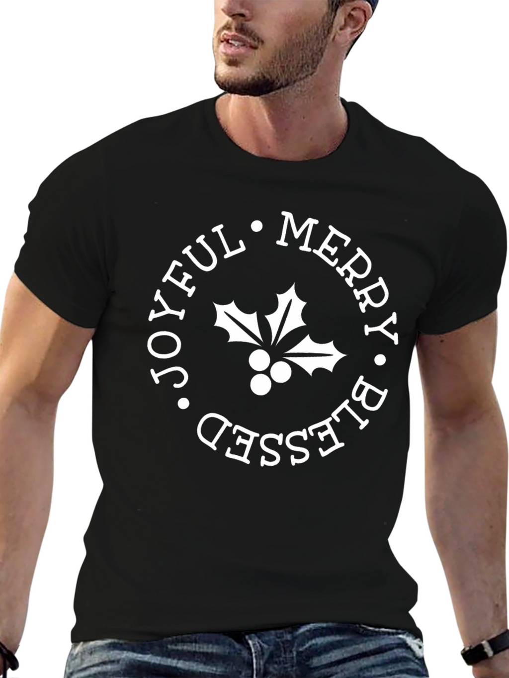 Merry Blessed Joyful Christmas Graphic Tee
