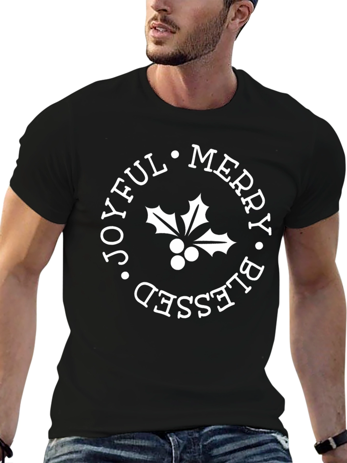 Merry Blessed Joyful Christmas Graphic Tee