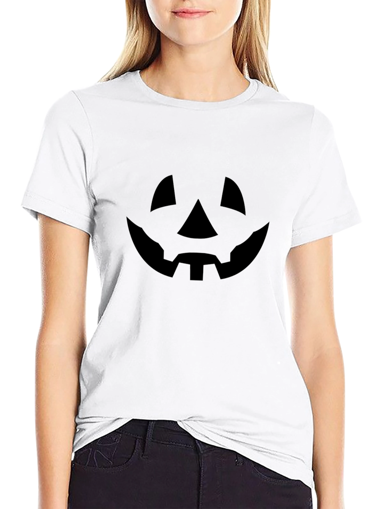 Spooky Pumpkin Face Black T-Shirt Halloween Tee