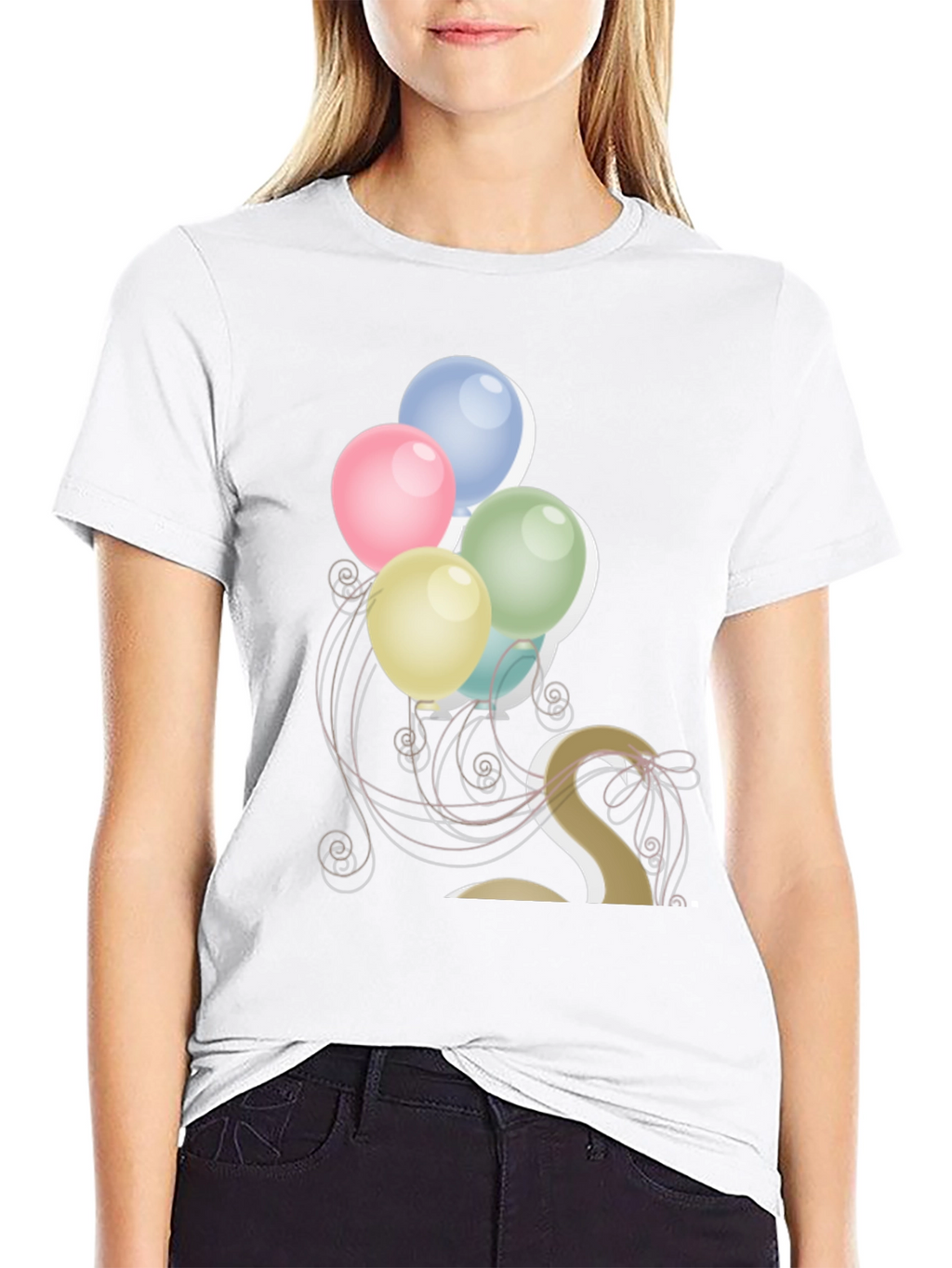Stylish Balloon Graphic Tee - Mens Black T-Shirt