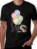 Stylish Balloon Graphic Tee - Mens Black T-Shirt
