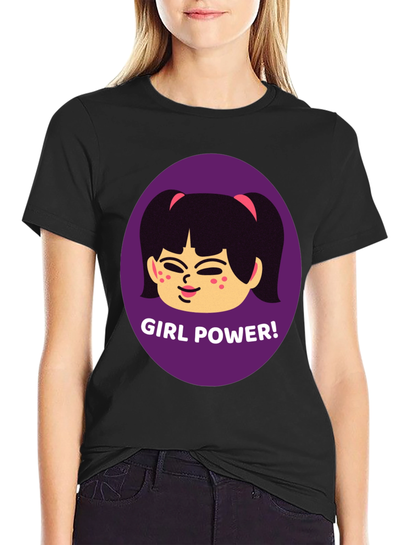 Girl Power! Graphic Tee - Black Cotton T-Shirt