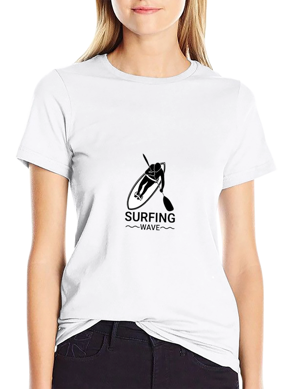 Surfing Wave Black Graphic Tee