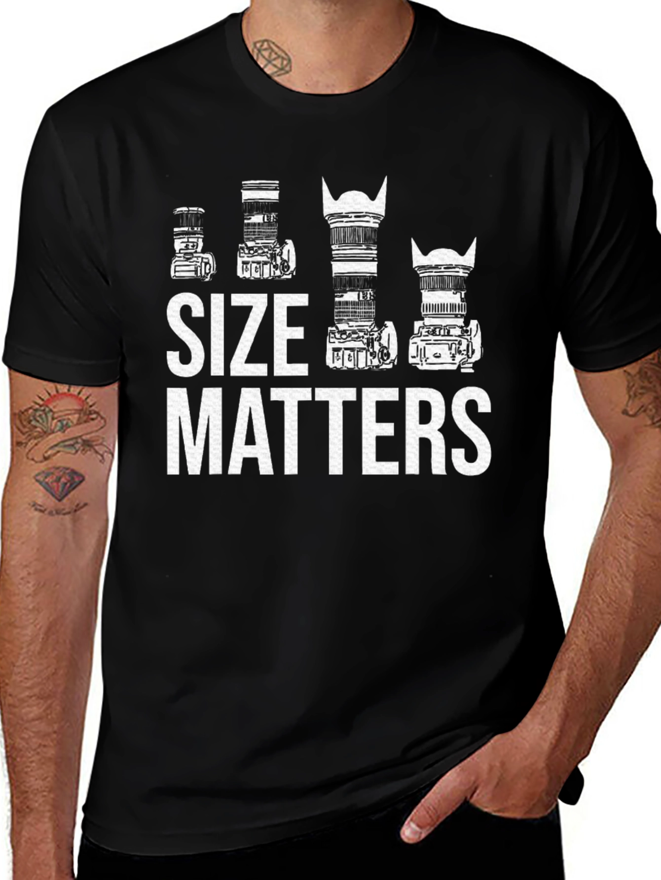 Size Matters Camera Lens T-Shirt Photography Gift