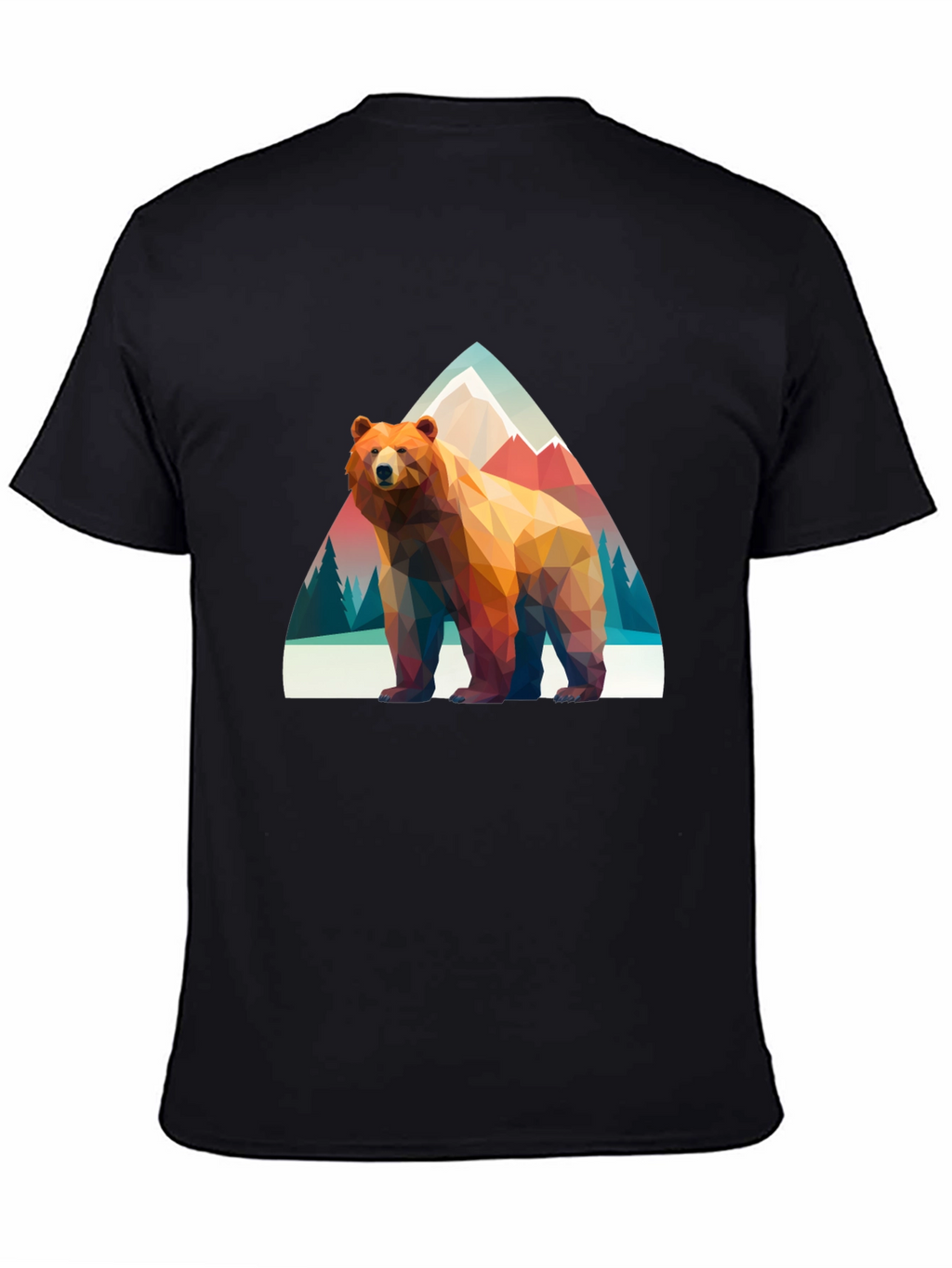 Geometric Bear T-Shirt - Mountain Scene Graphic Tee