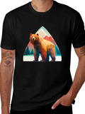 Geometric Bear T-Shirt - Mountain Scene Graphic Tee