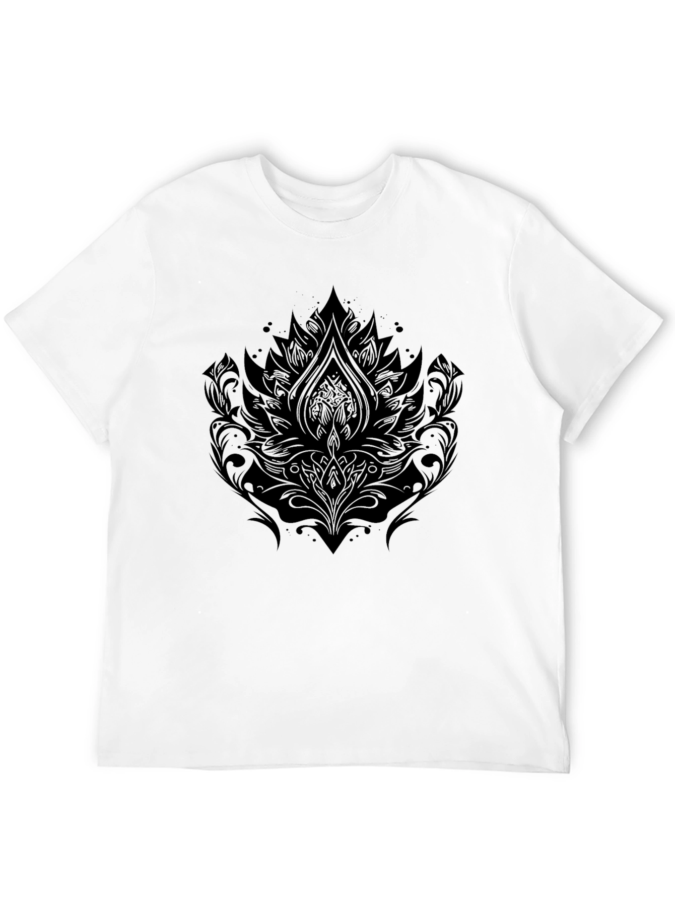 Elegant Black Lotus Graphic Tee - Stylish Mens T-Shirt