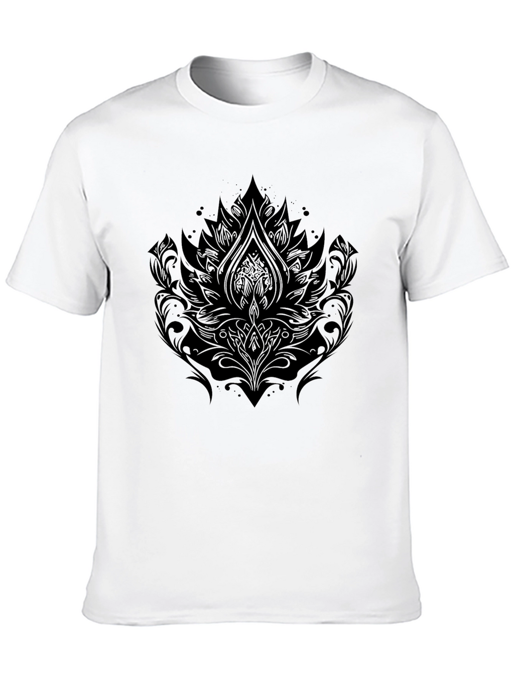 Elegant Black Lotus Graphic Tee - Stylish Mens T-Shirt