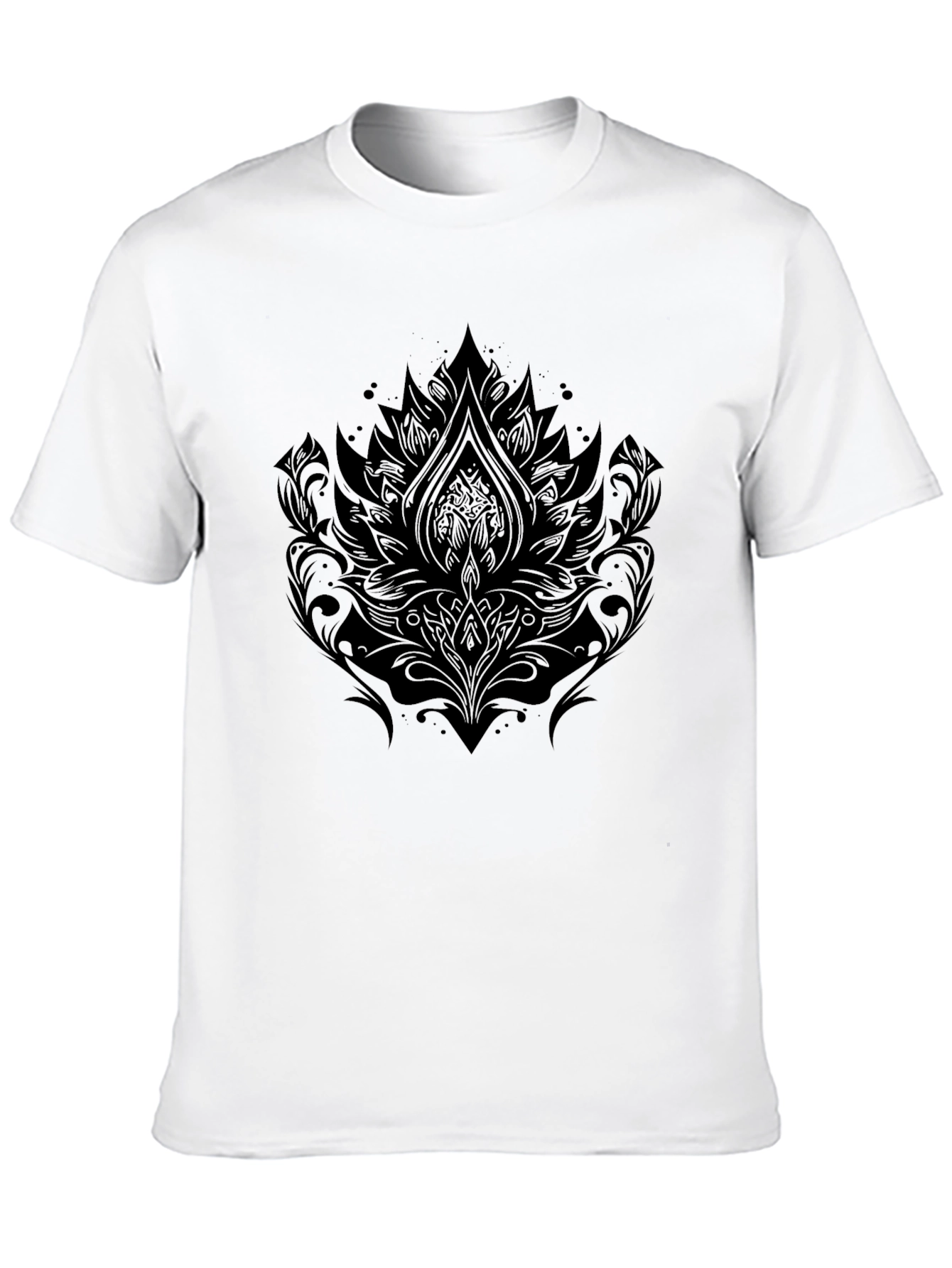 Elegant Black Lotus Graphic Tee - Stylish Mens T-Shirt
