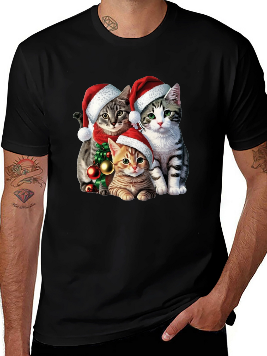 Festive Cat Santa T-Shirt