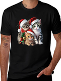 Festive Cat Santa T-Shirt