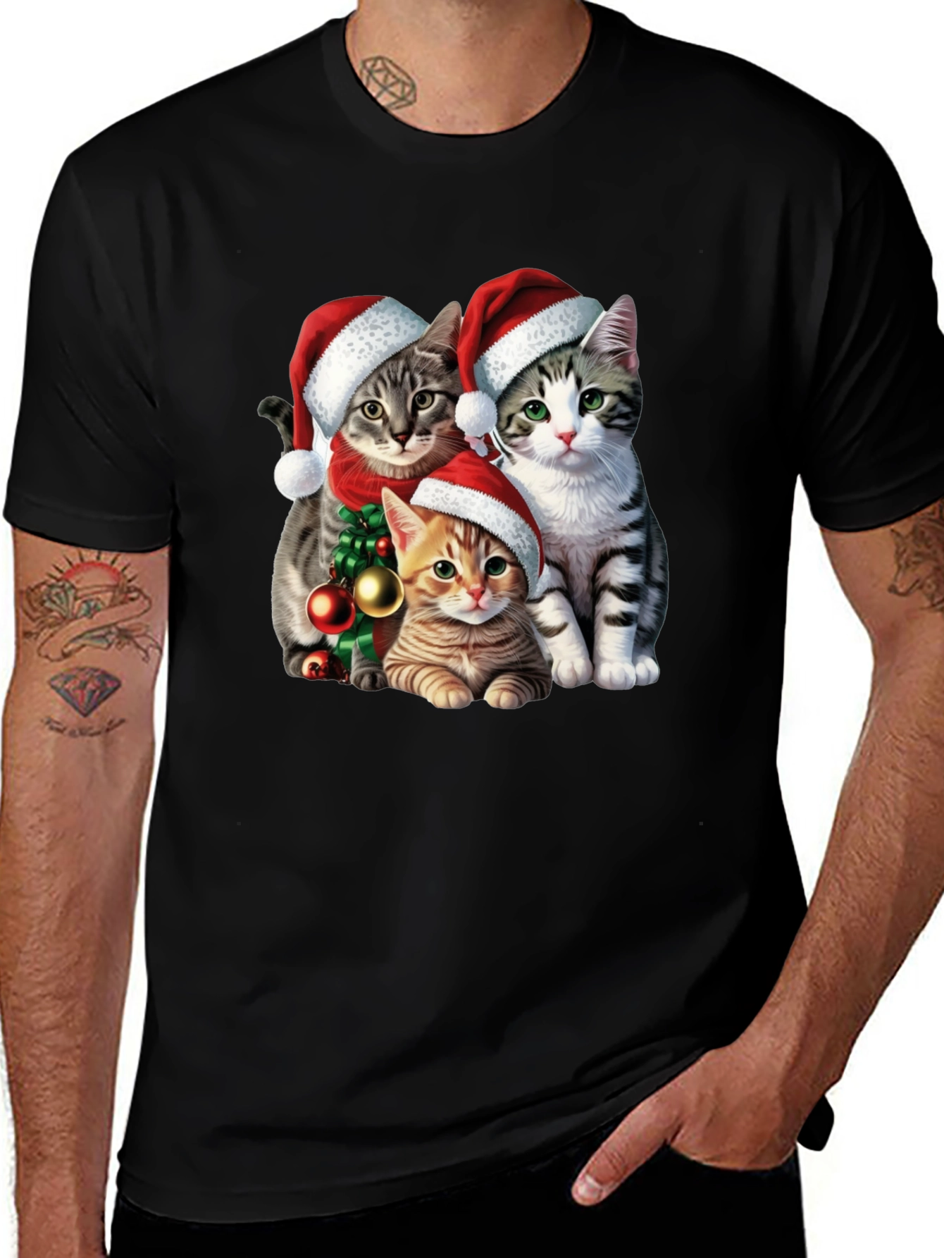 Festive Cat Santa T-Shirt