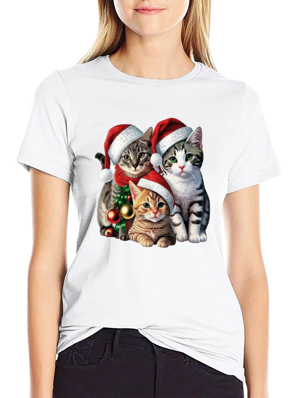 Festive Cat Santa T-Shirt